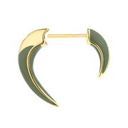 Sabre Solis Single Talon Earrings - Yellow Gold Vermeil & Leaf Ceramic