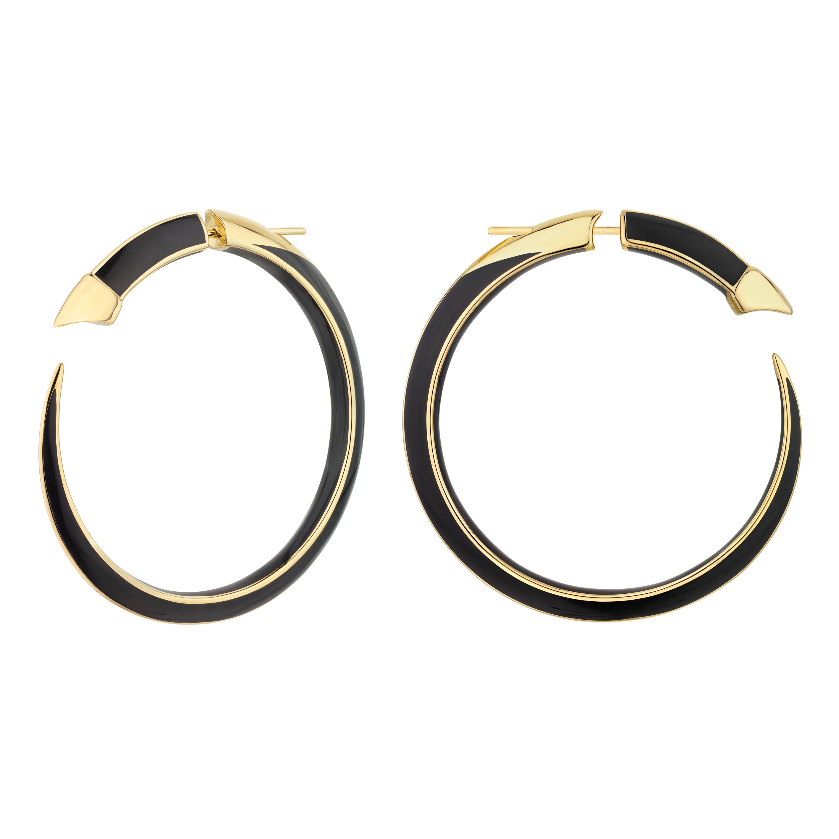 Sabre Solis Statement Hoop Earrings - Yellow Gold Vermeil & Jet Ceramic