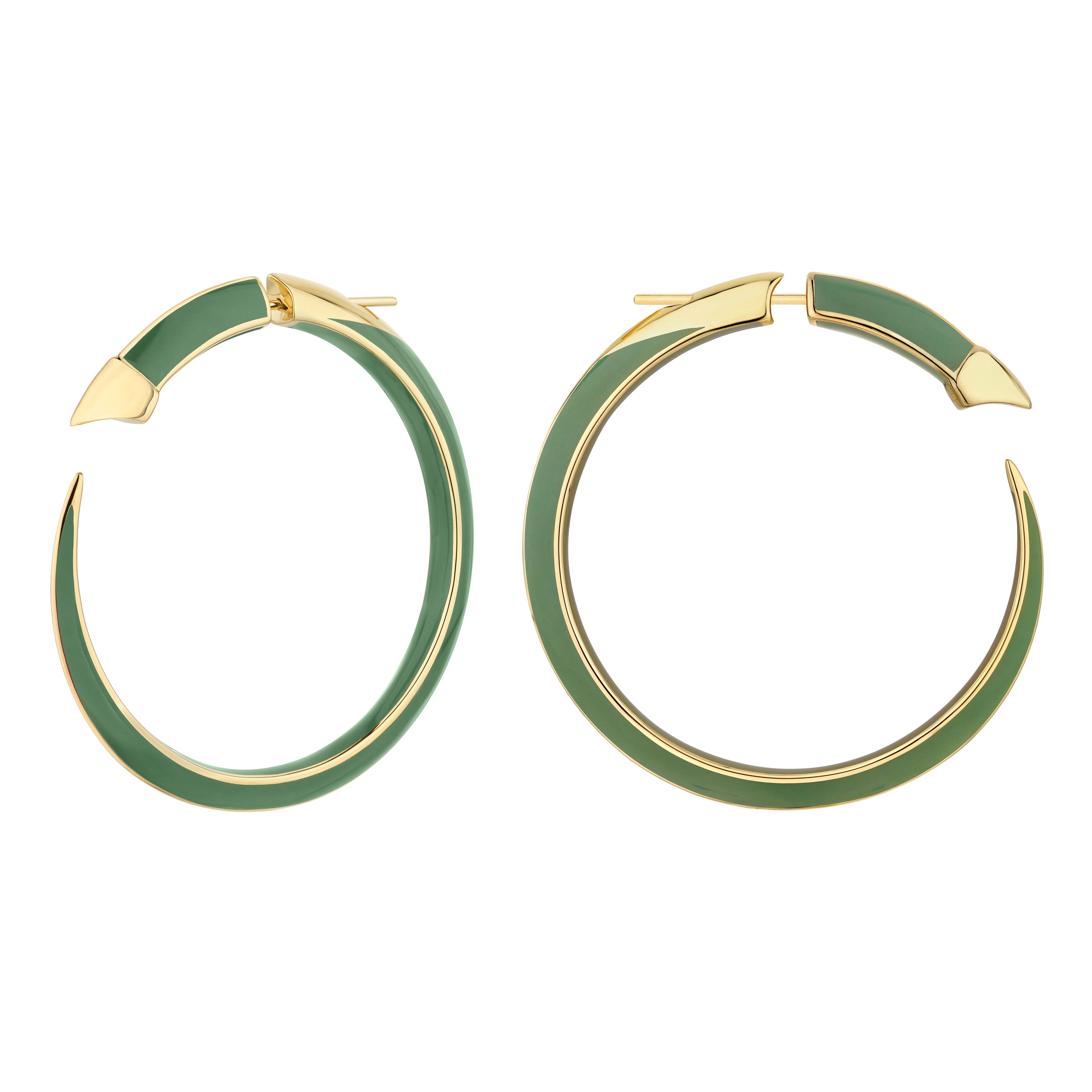 Sabre Solis Statement Hoop Earrings - Yellow Gold Vermeil & Leaf Ceramic
