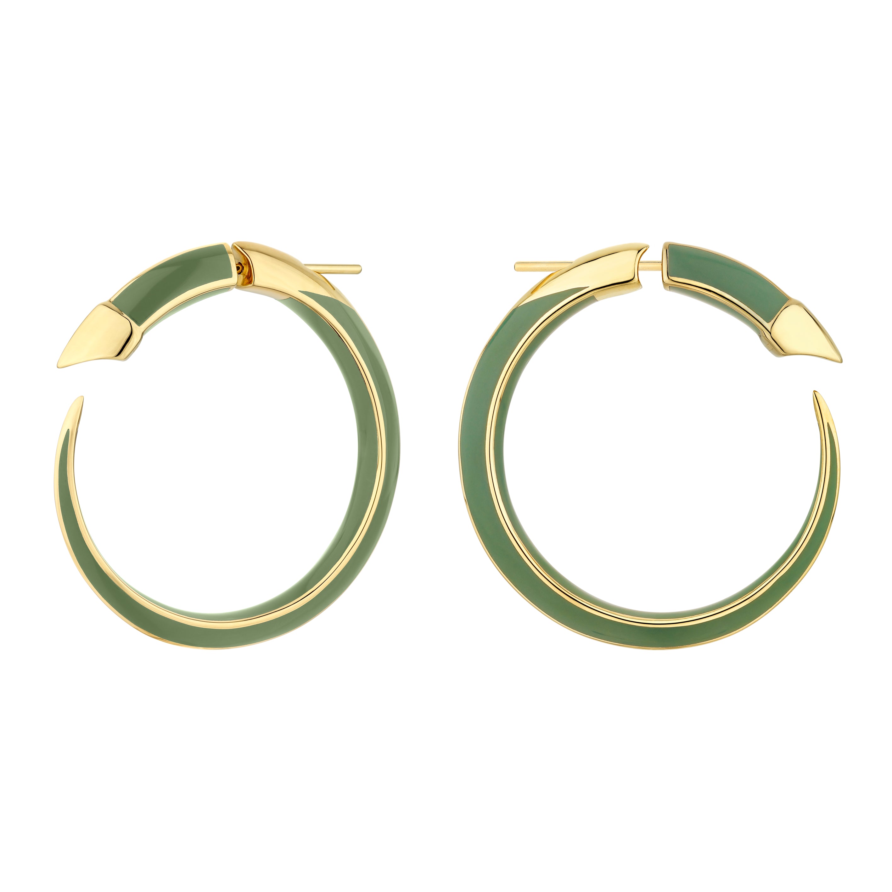 Sabre Solis Hoop Earrings - Yellow Gold Vermeil & Leaf Ceramic