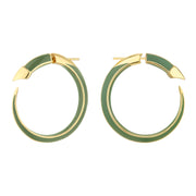 Sabre Solis Hoop Earrings - Yellow Gold Vermeil & Leaf Ceramic