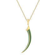 Sabre Solis Pendant - Yellow Gold Vermeil & Leaf Ceramic