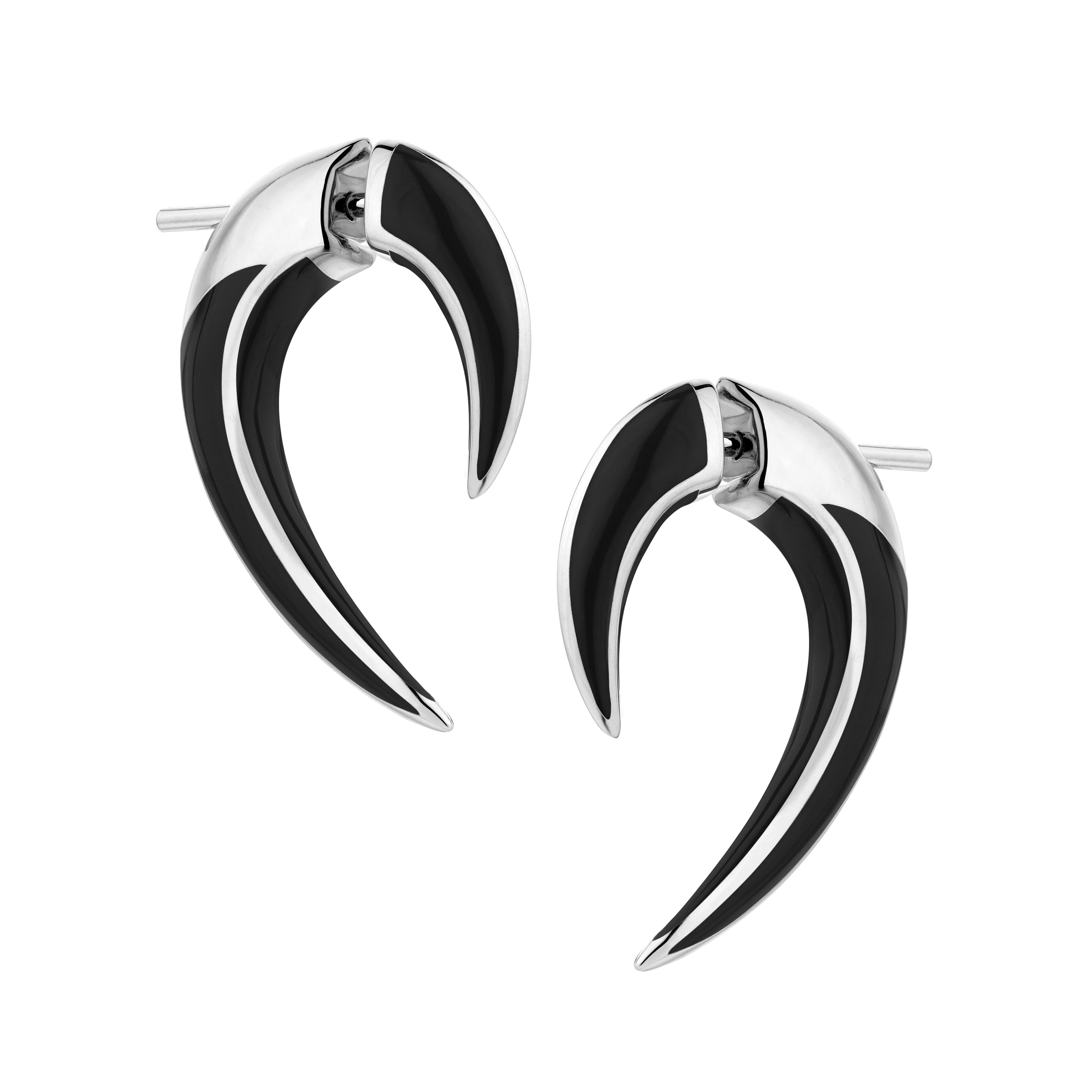 Sabre Solis Talon Earrings - Silver & Jet Ceramic