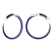 Sabre Solis Statement Hoop Earrings - Silver & Atlantic Ceramic