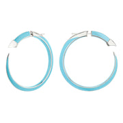 Sabre Solis Statement Hoop Earrings - Silver & Lagoon Ceramic