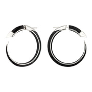 Sabre Solis Hoop Earrings - Silver & Jet Ceramic