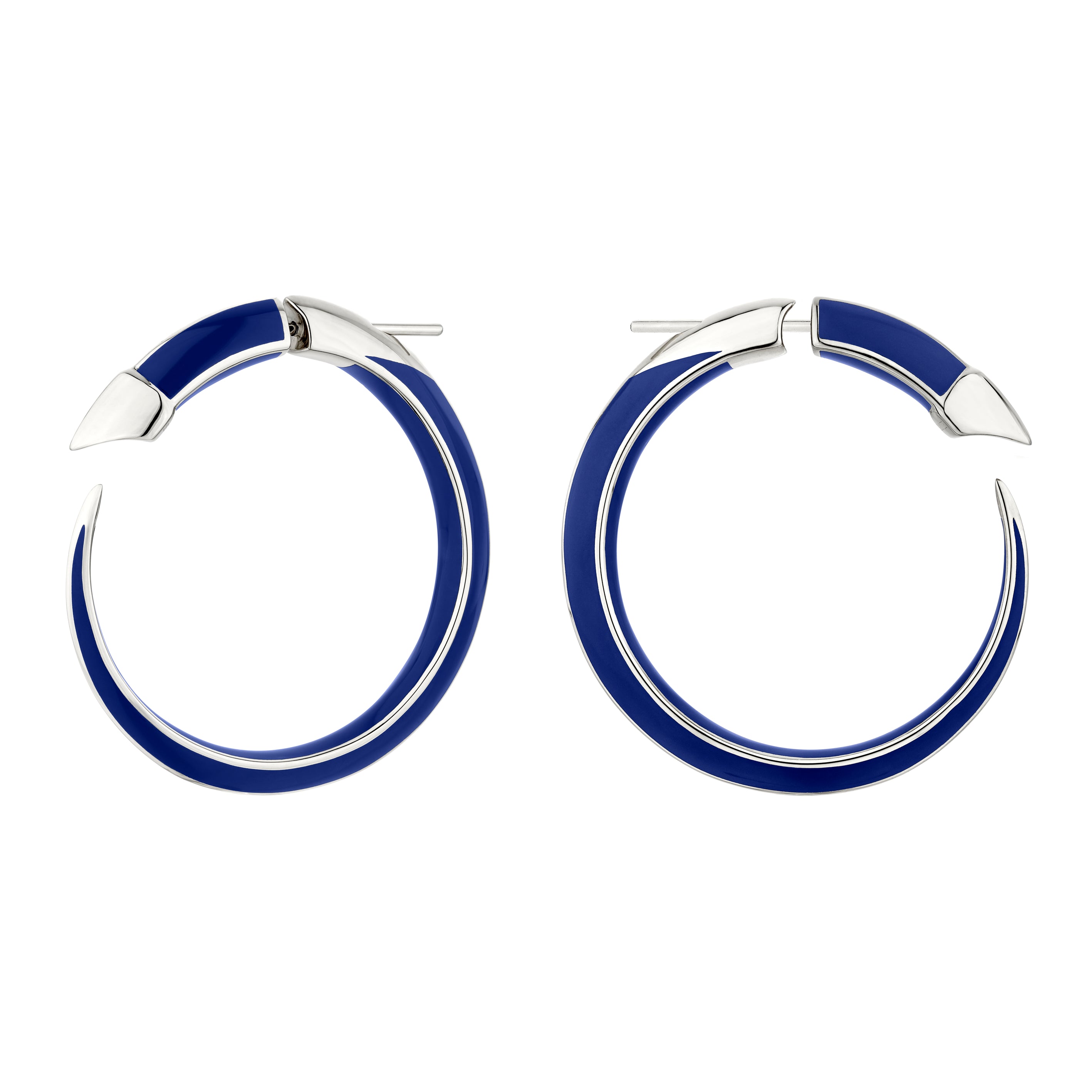 Sabre Solis Hoop Earrings - Silver & Atlantic Ceramic