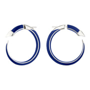 Sabre Solis Hoop Earrings - Silver & Atlantic Ceramic