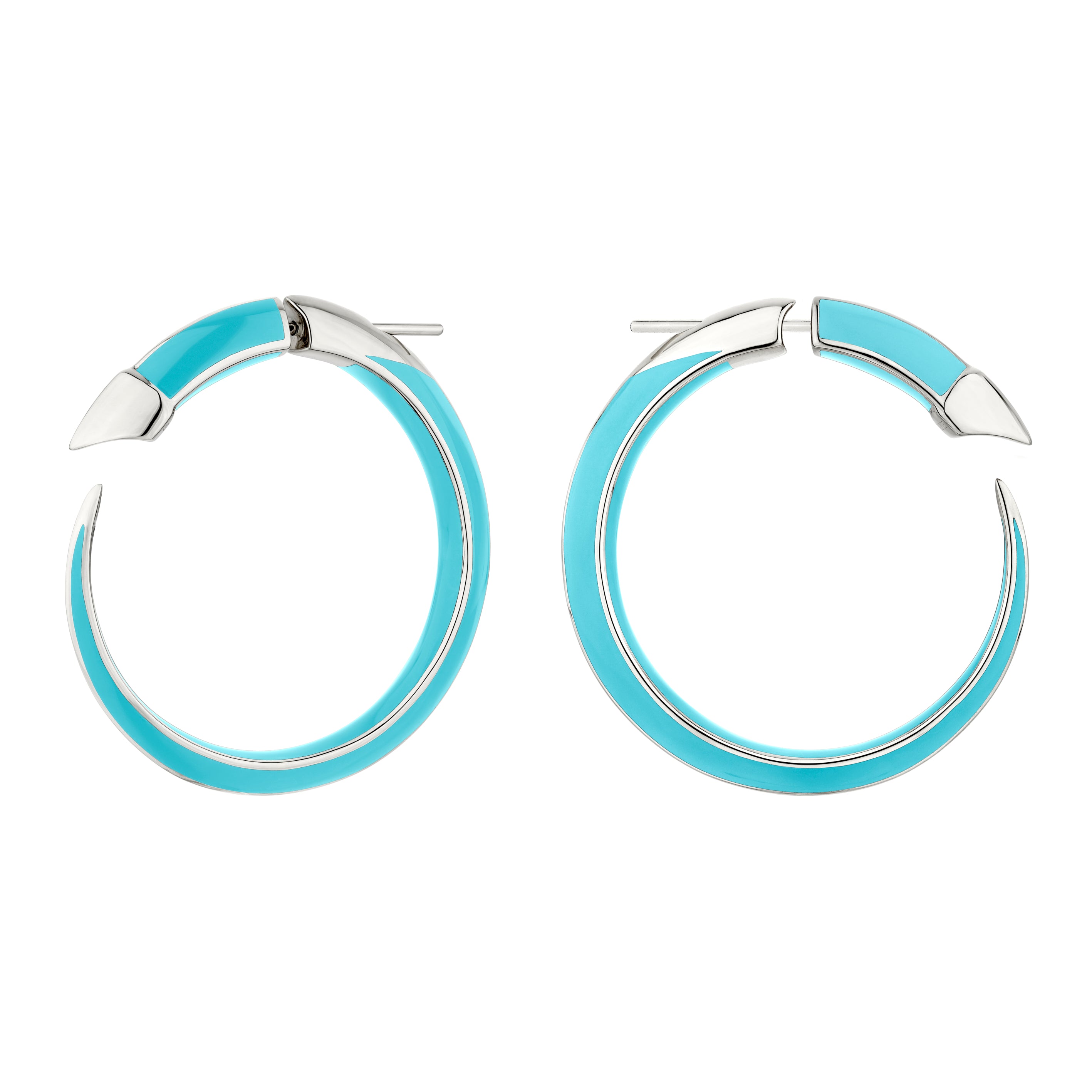 Sabre Solis Hoop Earrings - Silver & Lagoon Ceramic