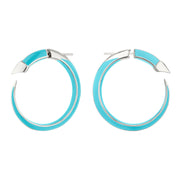 Sabre Solis Hoop Earrings - Silver & Lagoon Ceramic