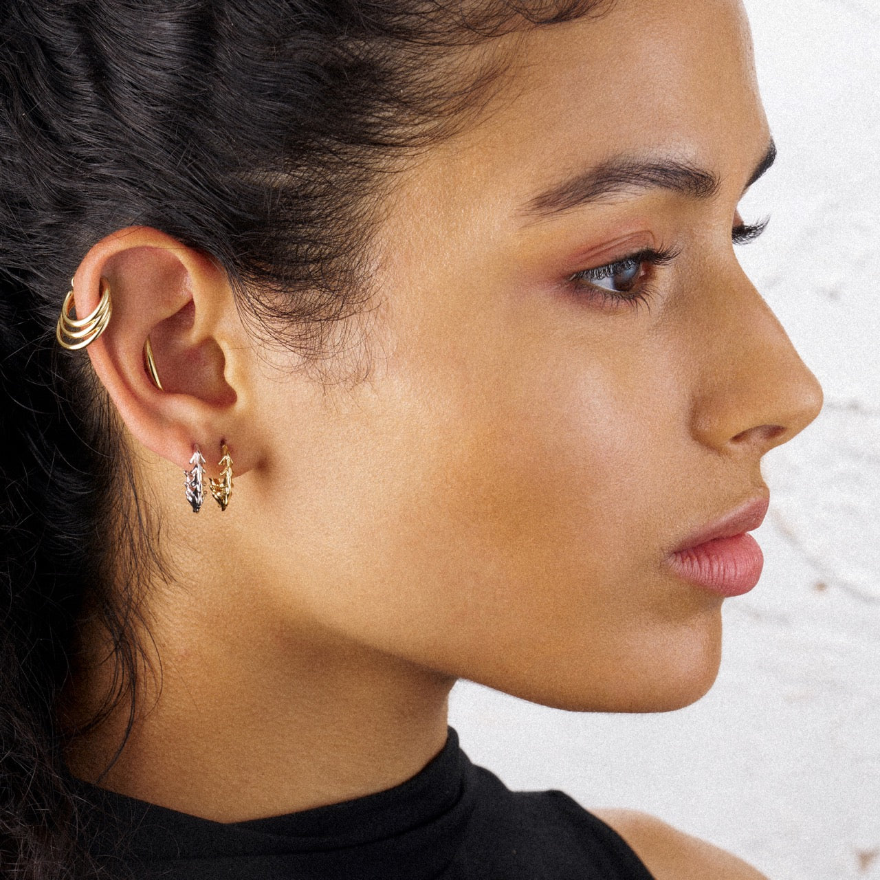 Serpent's Trace Mini Hoop Earrings - Silver