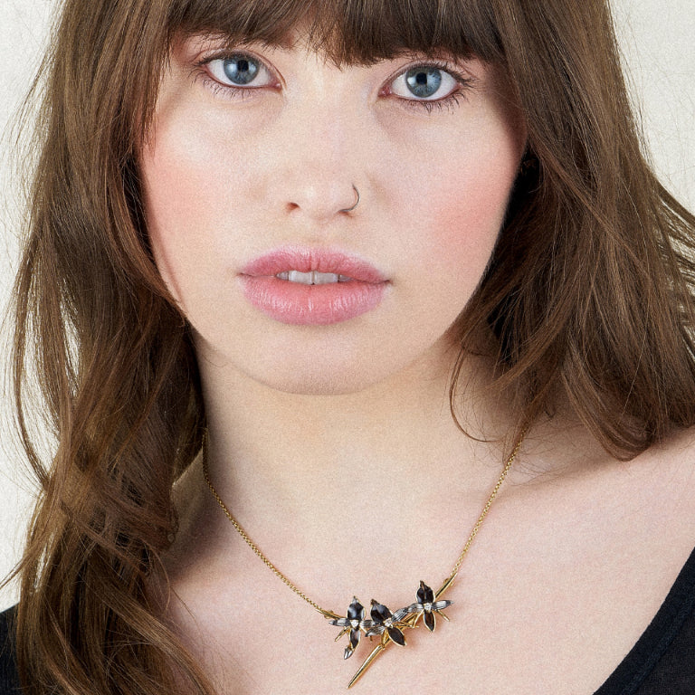 Black Orchid Branch Necklace