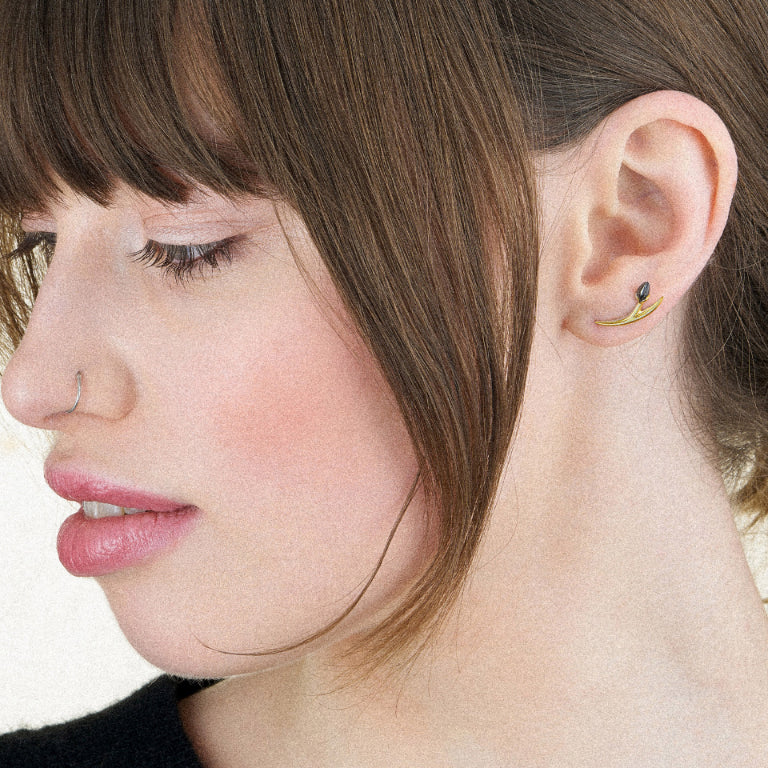 Black Orchid Bud Stud Earrings