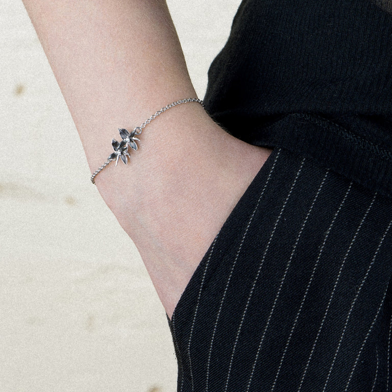 Black Orchid Flower Bracelet