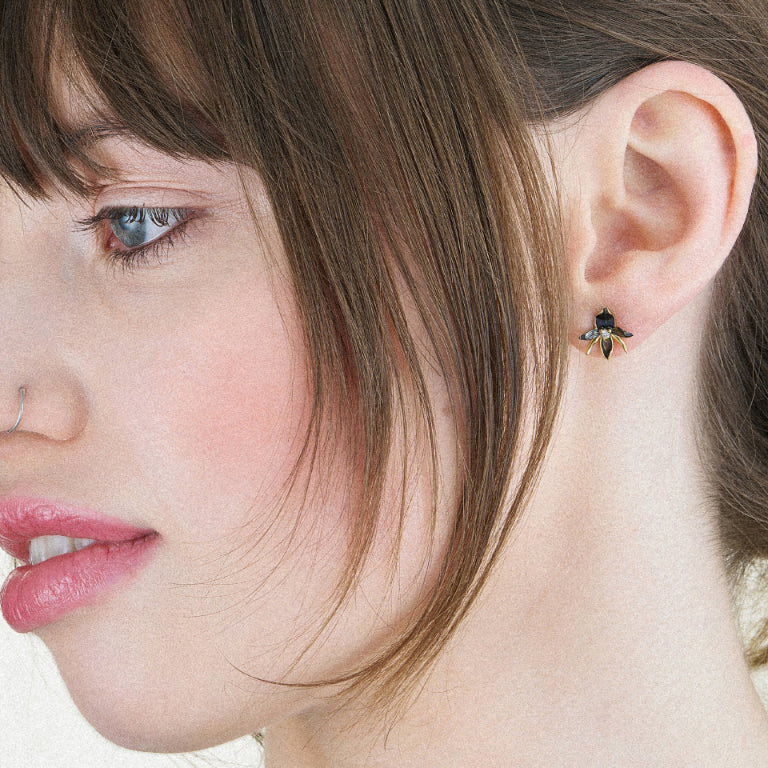 Black Orchid Flower Earrings