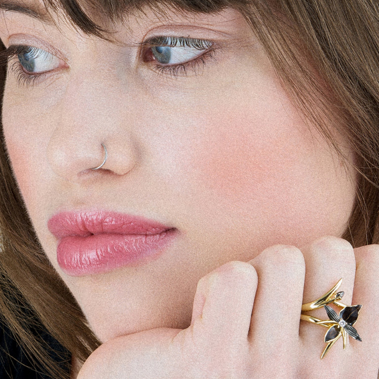 Black Orchid Interlocking Bud Ring