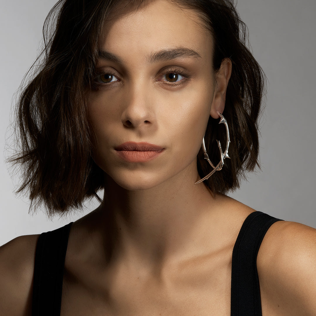 Rose Thorn Hoop Earrings, Large