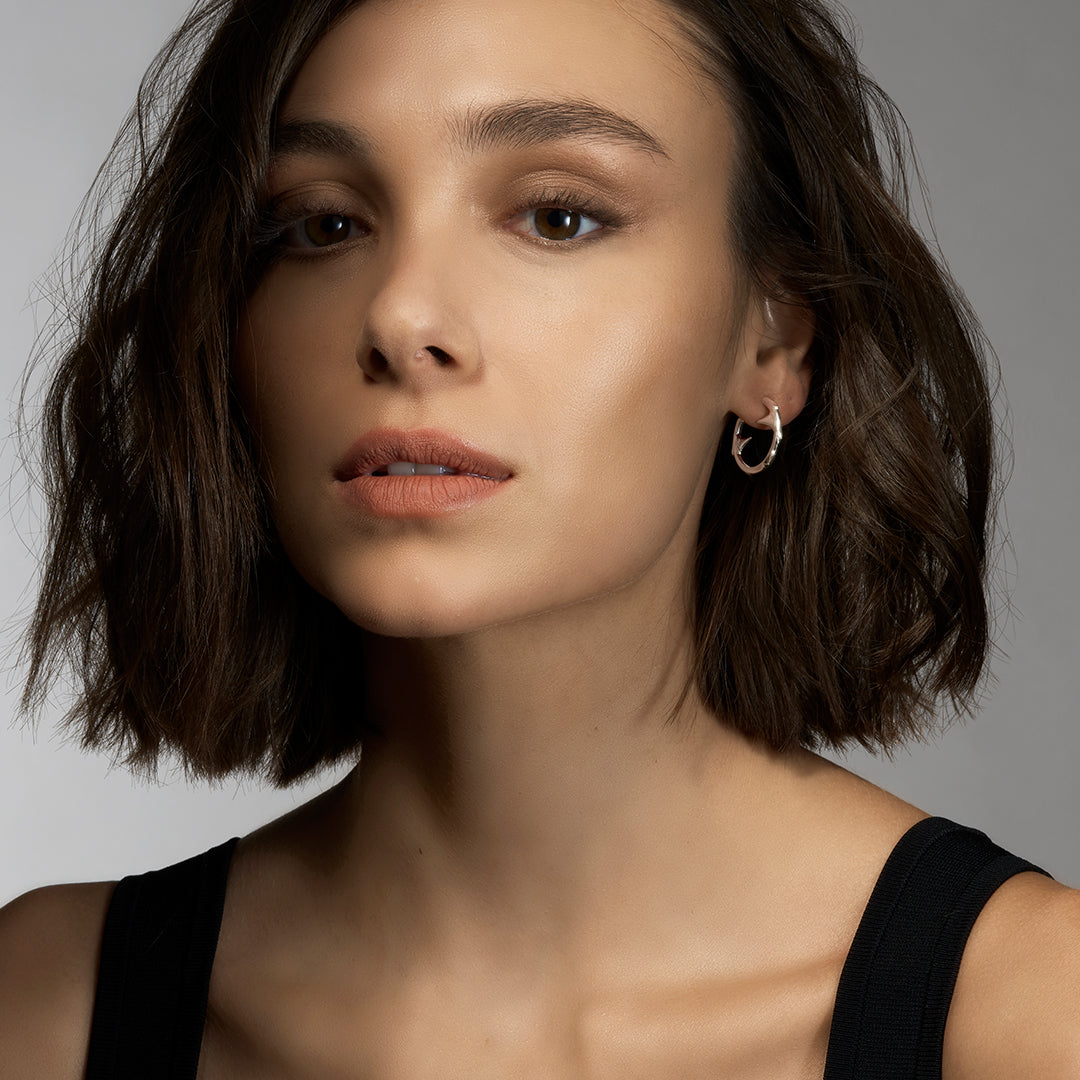 Rose Thorn Hoop Earrings, Small