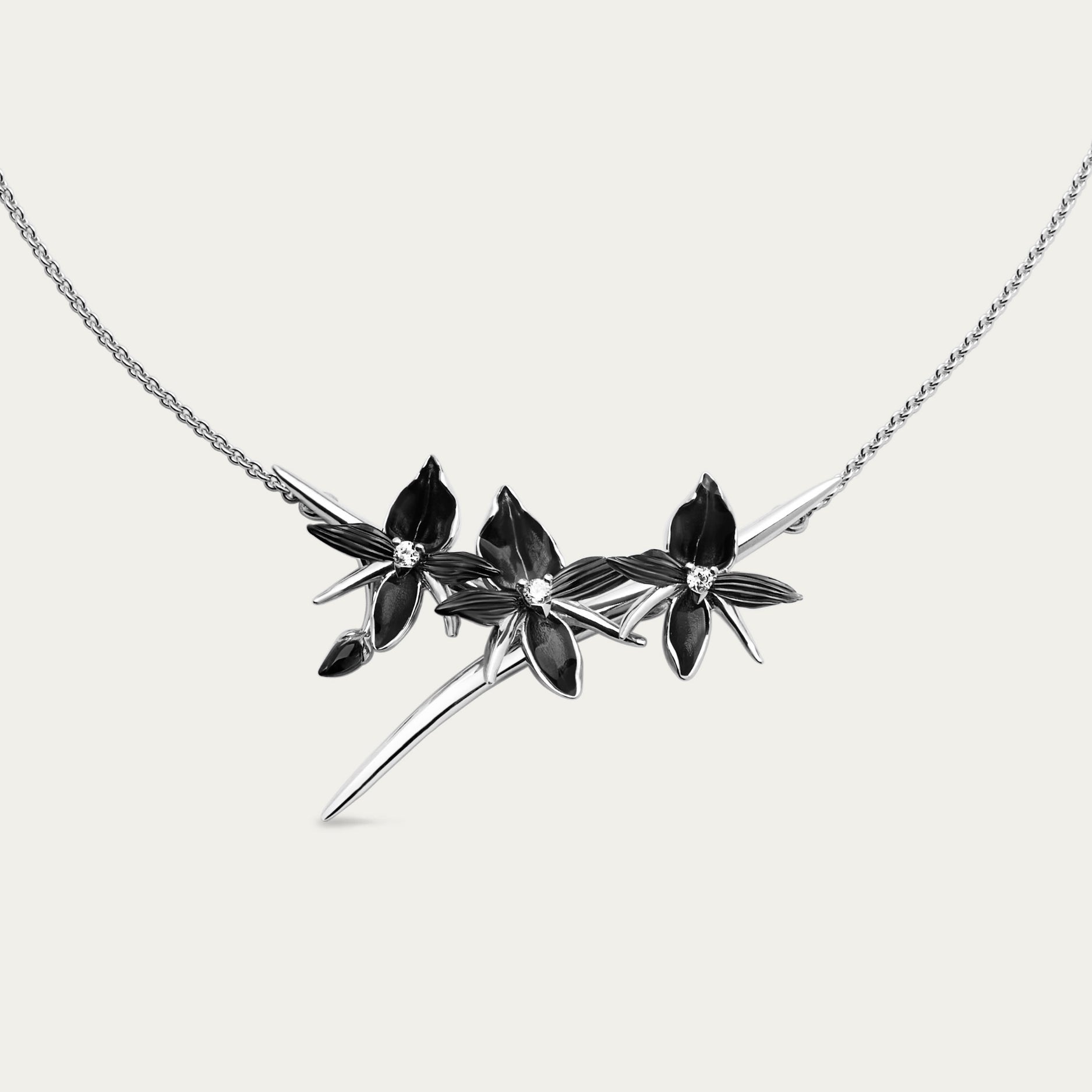 Black Orchid Branch Necklace