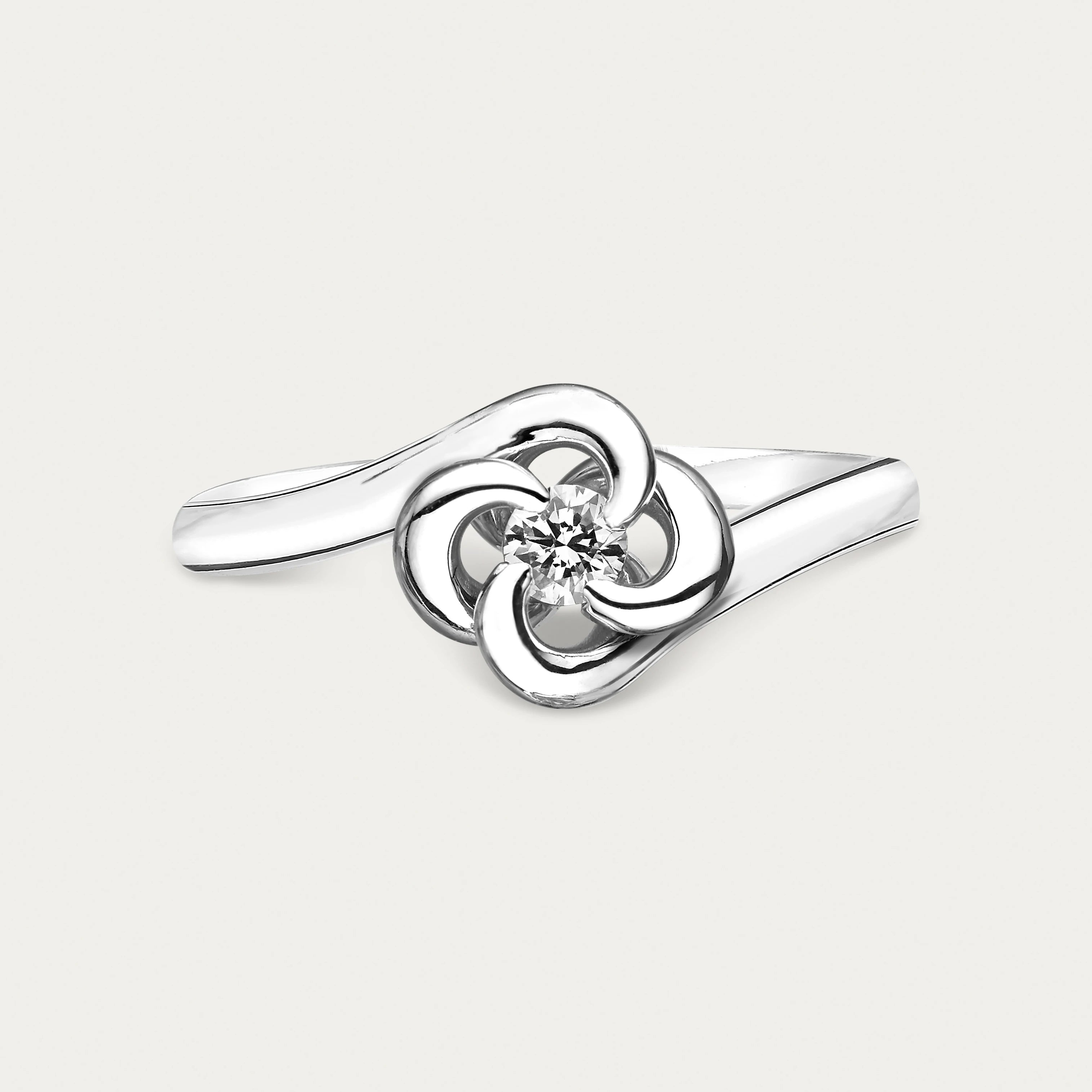 Entwined Petal Flower Engagement Ring