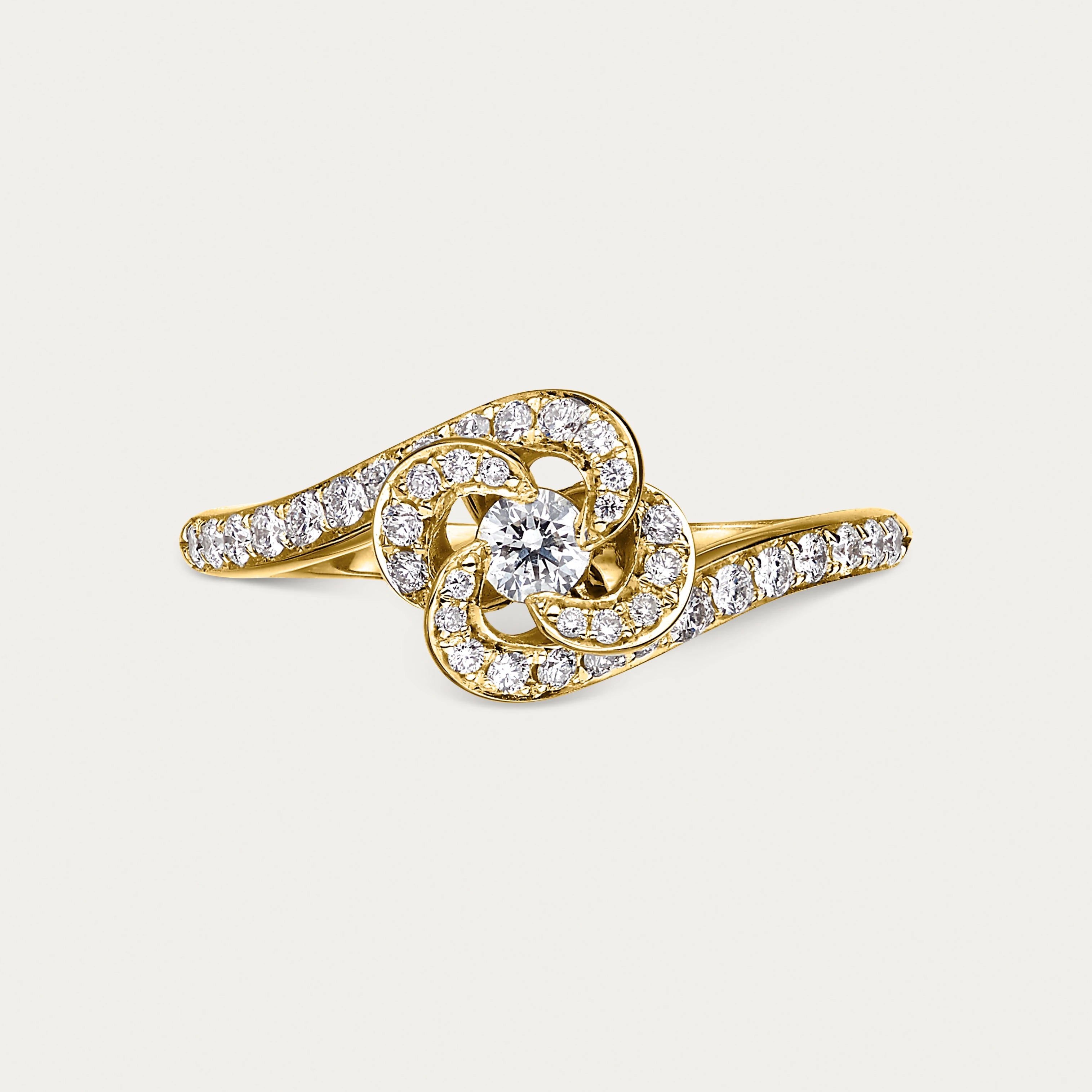 Entwined Petal Flower Engagement Ring, Pavé Diamond