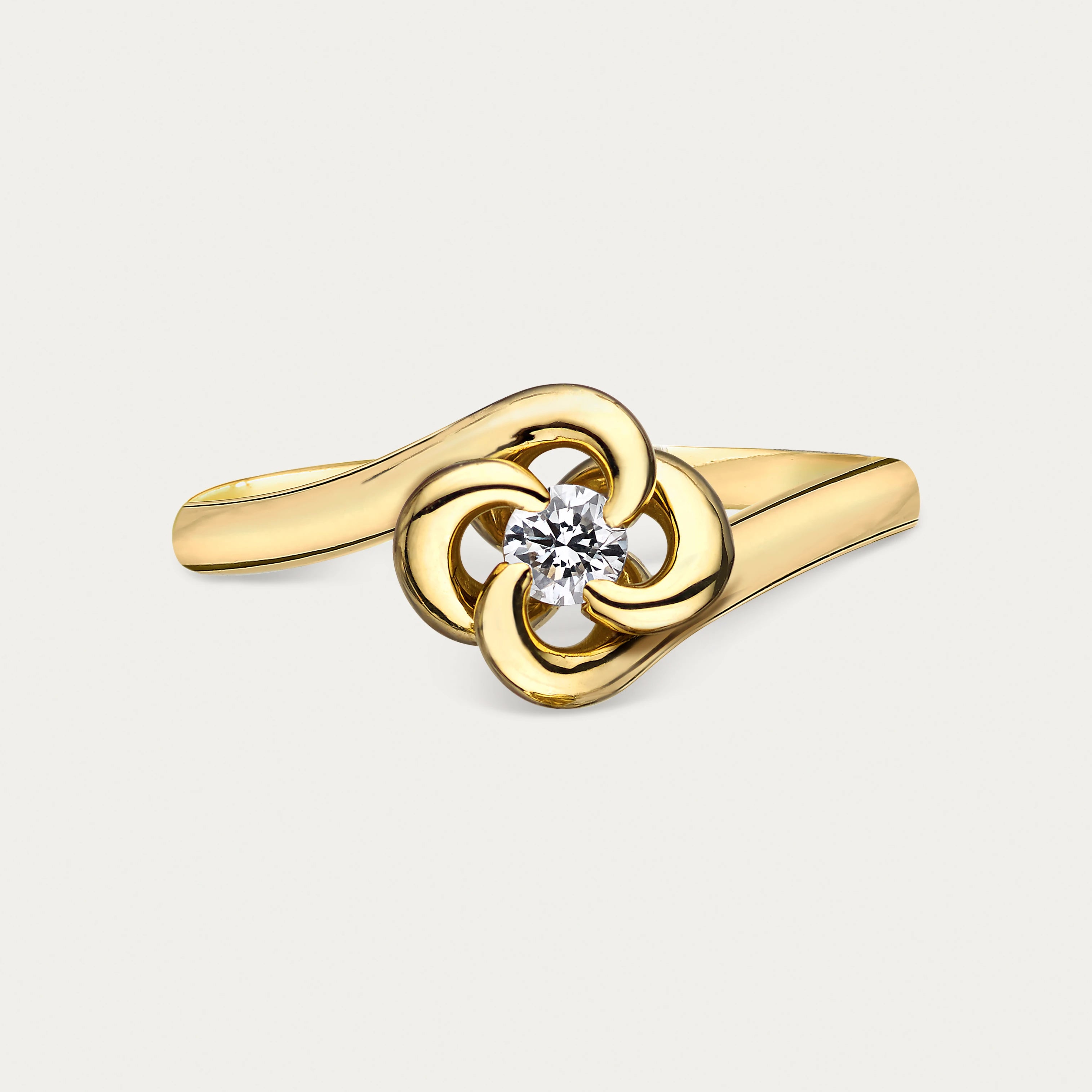 Entwined Petal Flower Engagement Ring