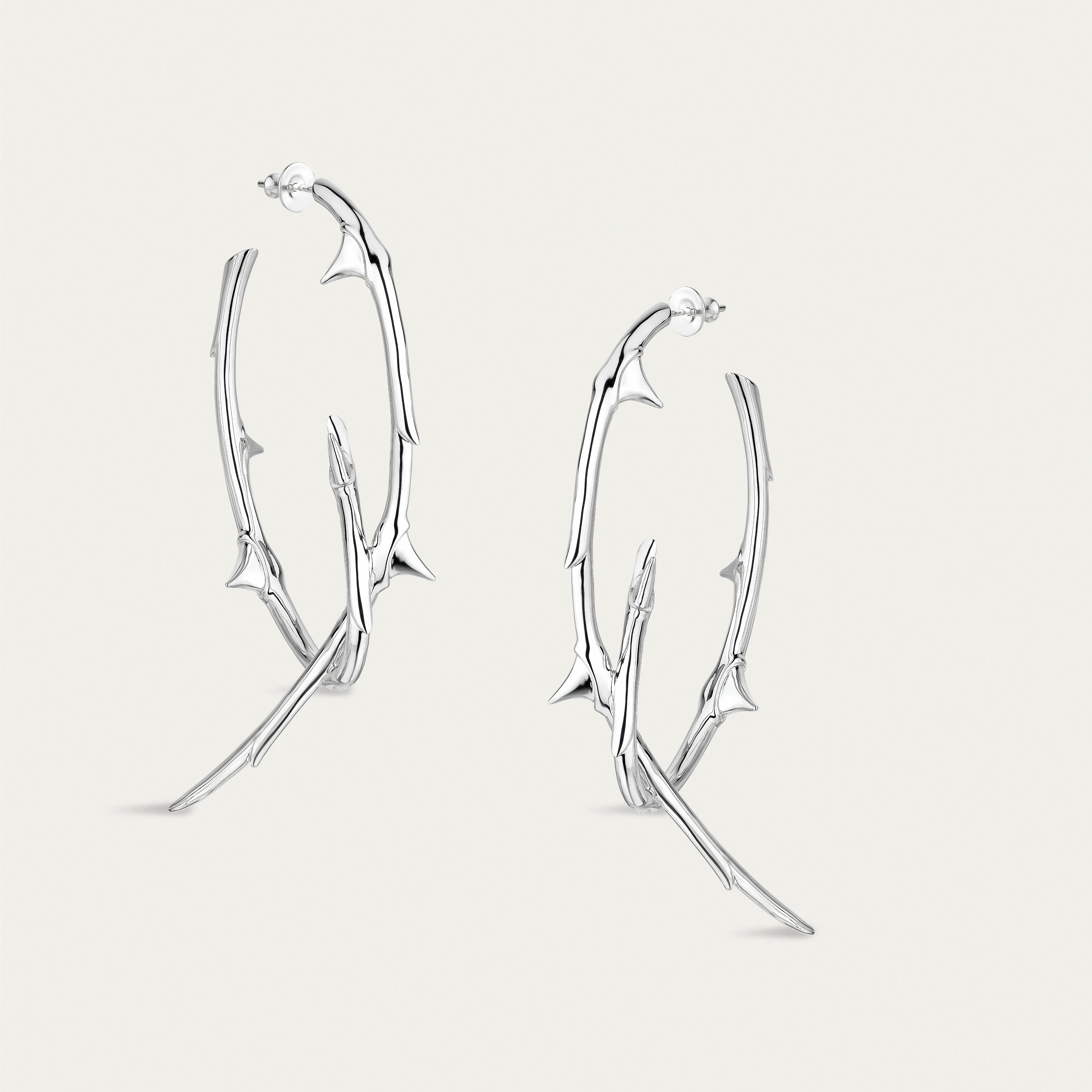 Rose Thorn Hoop Earrings, Large