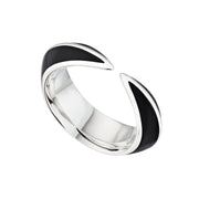 Sabre Deco Ring - Silver & Black Ceramic