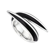 Sabre Deco Crossover Ring - Silver & Black Ceramic
