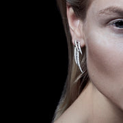 Armis Double Hook Earrings - 18ct White Gold & Diamond Pavé
