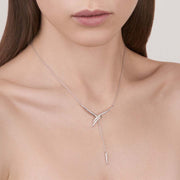 Armis Drop Necklace - 18ct White Gold & Diamond Pavé