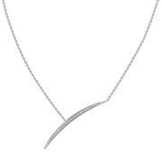 Armis Single Bar Necklace - 18ct White Gold & Diamond Pavé