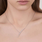 Armis Single Bar Necklace - 18ct White Gold & Diamond Pavé