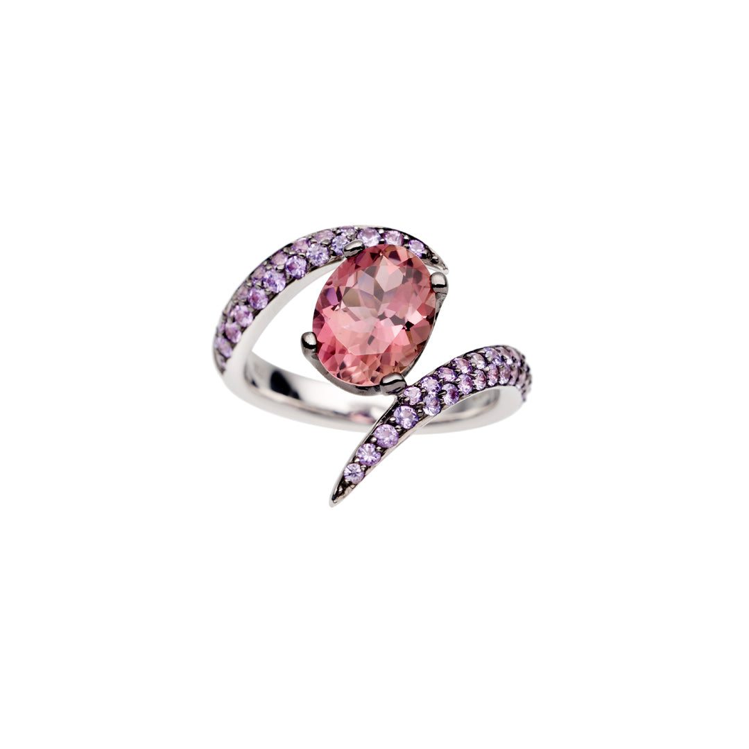 Interlocking Aurora Ring - 18ct White Gold & 3.28ct Tourmaline
