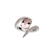 Interlocking Aurora Ring Set - 18ct White Gold & Pink Tourmaline, Morganite, Rhodalite
