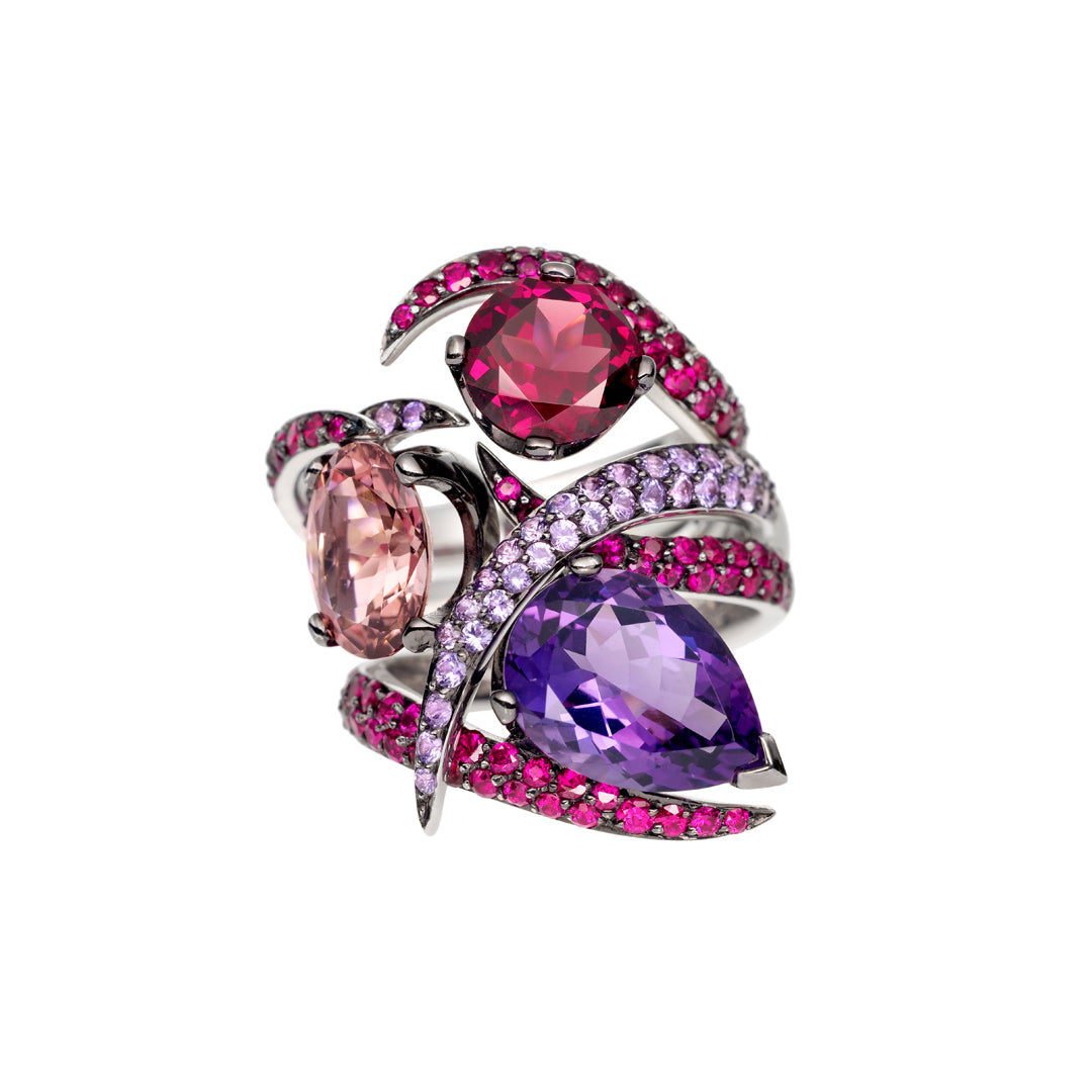 Interlocking Aurora Ring - 18ct White Gold & 3.28ct Tourmaline