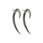 Hook Size 1 Earrings - Silver Black Rhodium & Black Spinel