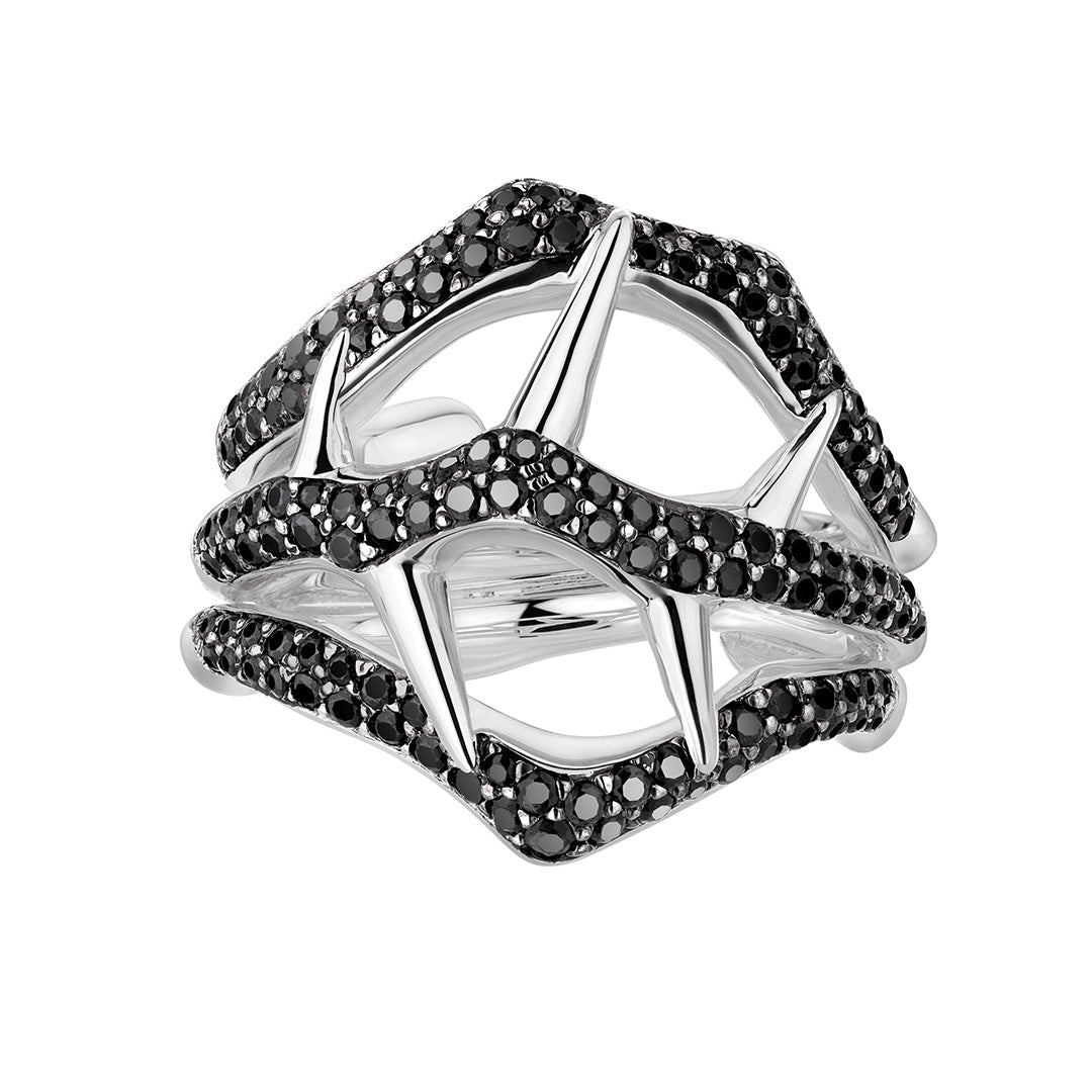 Blackthorn Triple Ring - Silver & Black Spinel