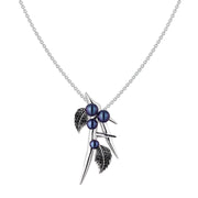 Blackthorn Drop Leaf Pendant - Silver, Black Spinel & Black Pearl