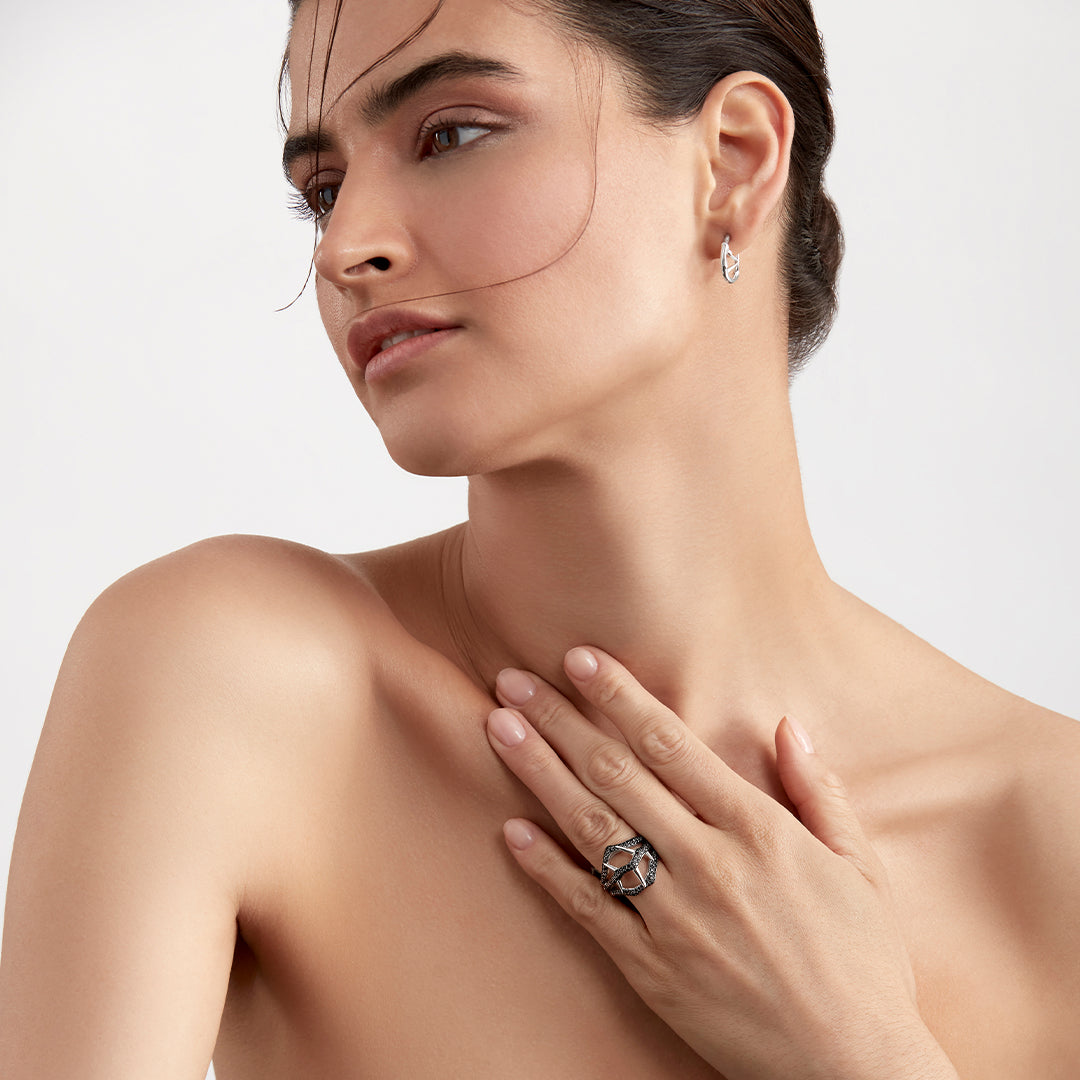 Blackthorn Triple Ring - Silver & Black Spinel