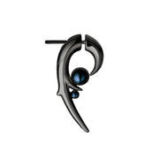 Hooked Pearl Earrings - Black Rhodium & Black Pearl