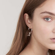 Hooked Pearl Large Earrings - Silver