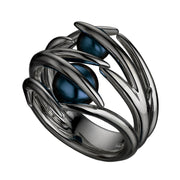 Hooked Pearl Ring - Black Rhodium & Black Pearl
