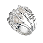 Hooked Pearl Ring - Silver