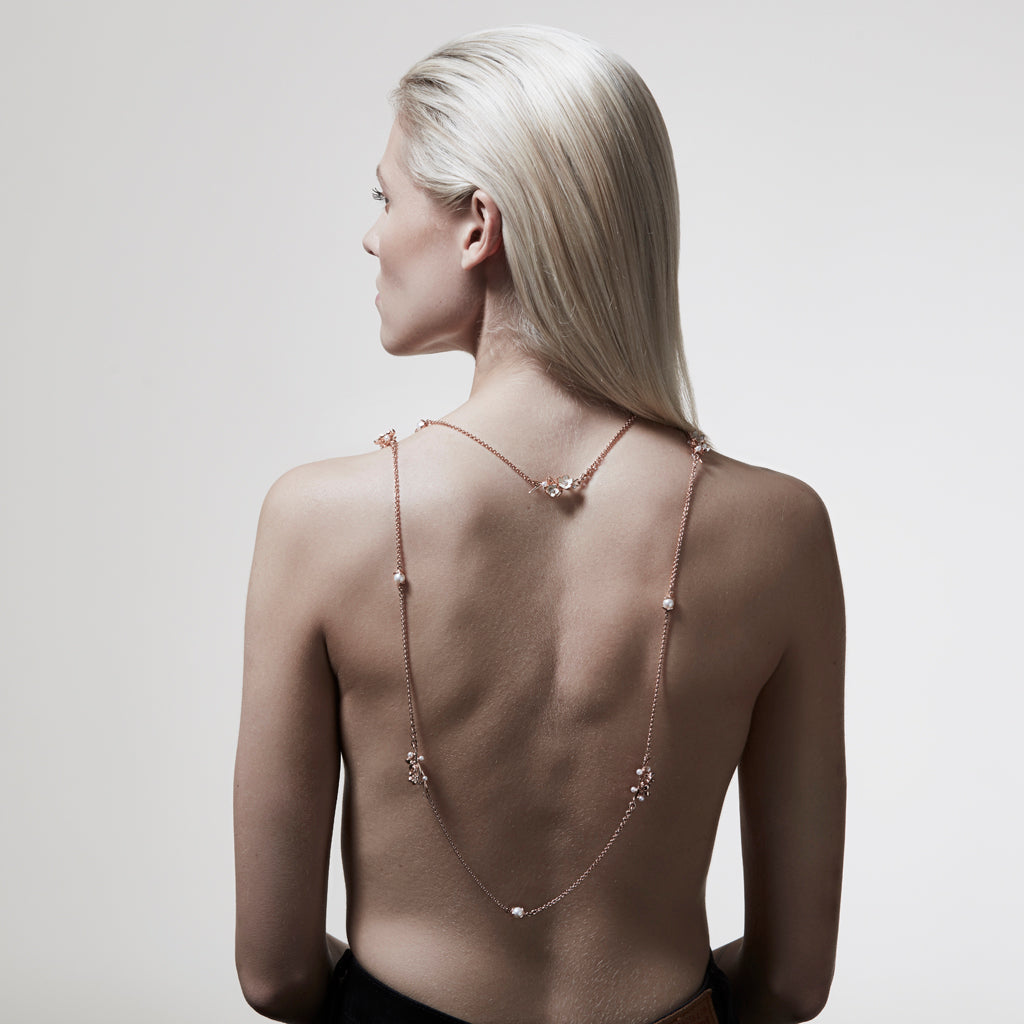 Cherry Blossom Sautoir - Rose Gold Vermeil, Diamond & Pearl