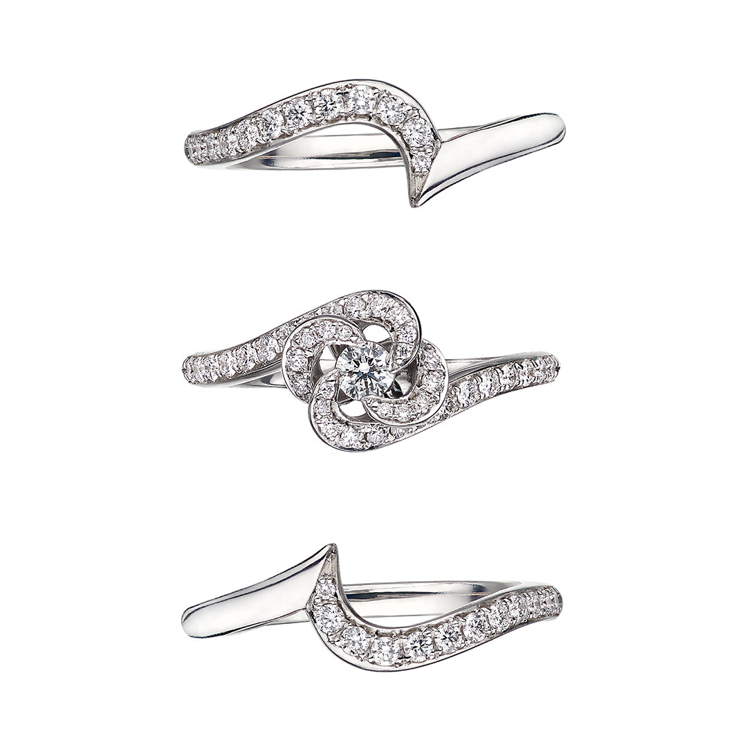 Entwined Petal10 Engagement Ring - 18ct White Gold & 0.34ct Diamond