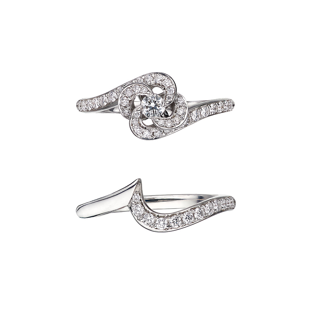 Entwined Petal10 Engagement Ring - 18ct White Gold & 0.34ct Diamond