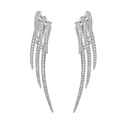 Armis Triple Hook Drop Earrings - 18ct White Gold & Diamond Pavé