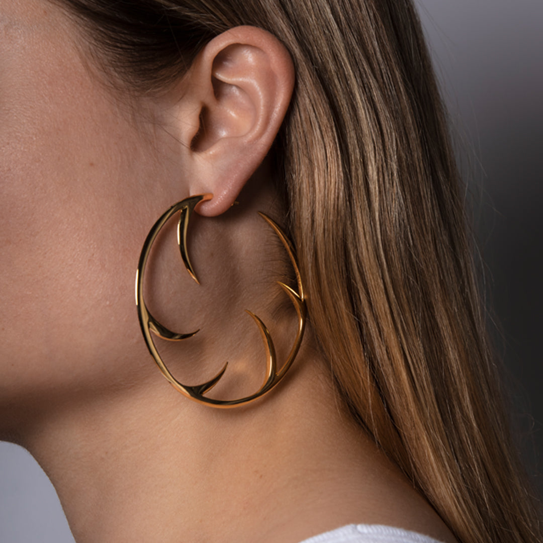 Talon Statement Cat Claw Hoop Earrings - Yellow Gold Vermeil