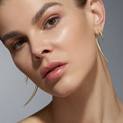 Hook Fine Large Earrings - 18ct Yellow Gold & Diamond
